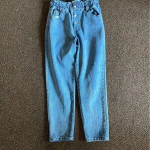 Wild Fable paper bag button fly jeans, copper rivets and silver logo buttons.